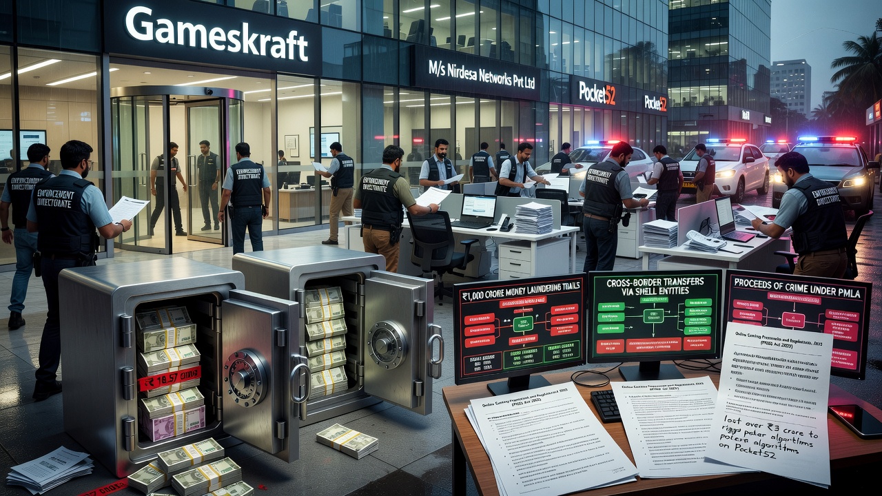 ED Raids Gameskraft Offices Over Alleged ₹1,000 Crore Betting Fraud